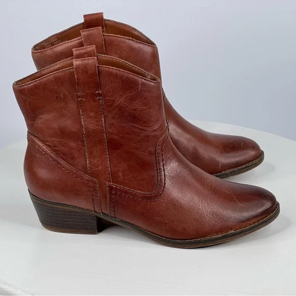 Kenneth Cole Booties Tale spin Ankle Boots Western Brown Leather Cowgirl Boho 6 - Picture 7 of 17